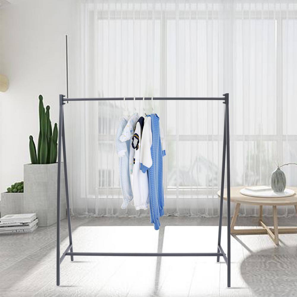 None Black Metal Clothes Rack Freestanding Garment Display Stand 47 in. W x 55 in. H