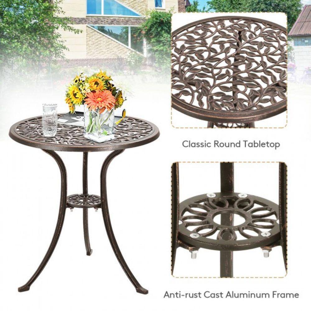 Alpulon 3-Piece Cast Aluminum Round Outdoor Bistro Set