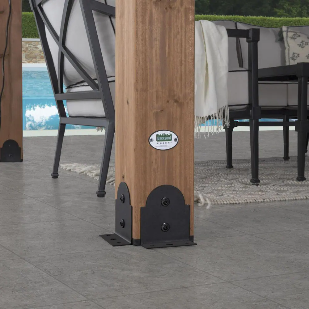 Backyard Discovery Barrington 12 ft. x 10 ft. Brown Gazebo Hard Top Steel Hip Roof Gazebo