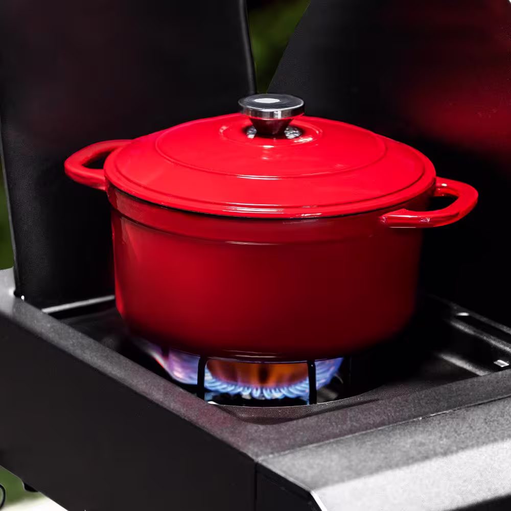 Char-Griller Texas Trio 4-Burner Dual Fuel Grill with Smoker in Black