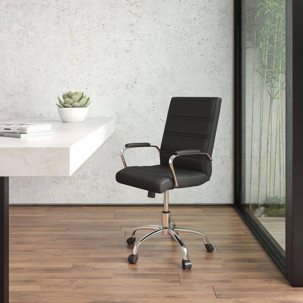 Flash Furniture Faux Leather Swivel Ergonomic Office Chair in Black