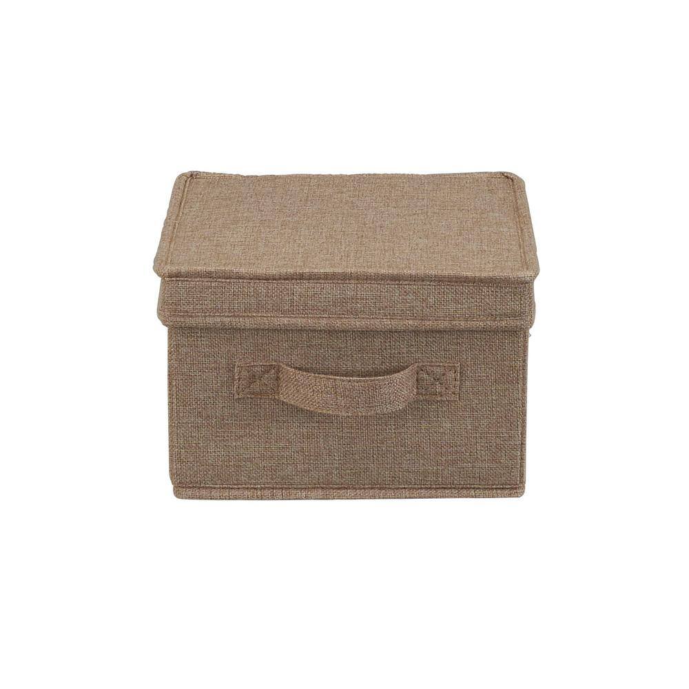 HOUSEHOLD ESSENTIALS 2.8 Gal Medium Storage Box in Latte Linen (2-Pack)