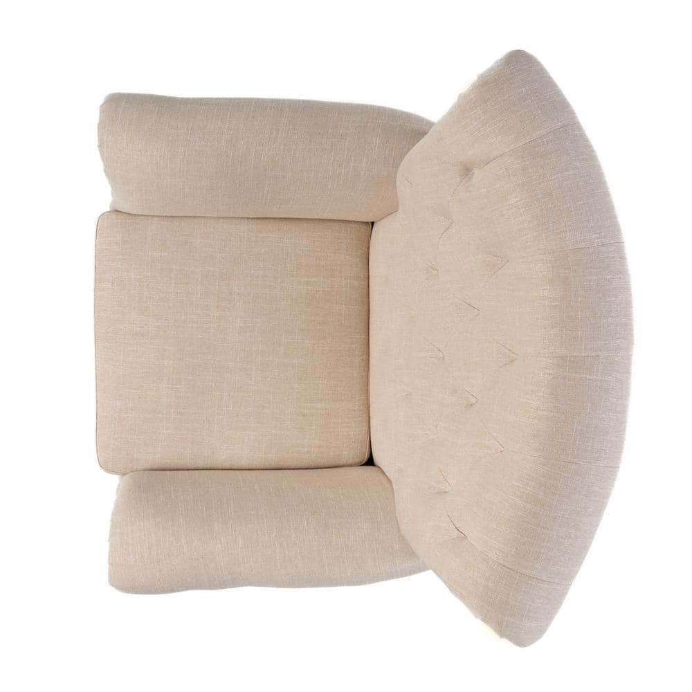 Noble House Merritt Light Beige Fabric Tufted Club Chair