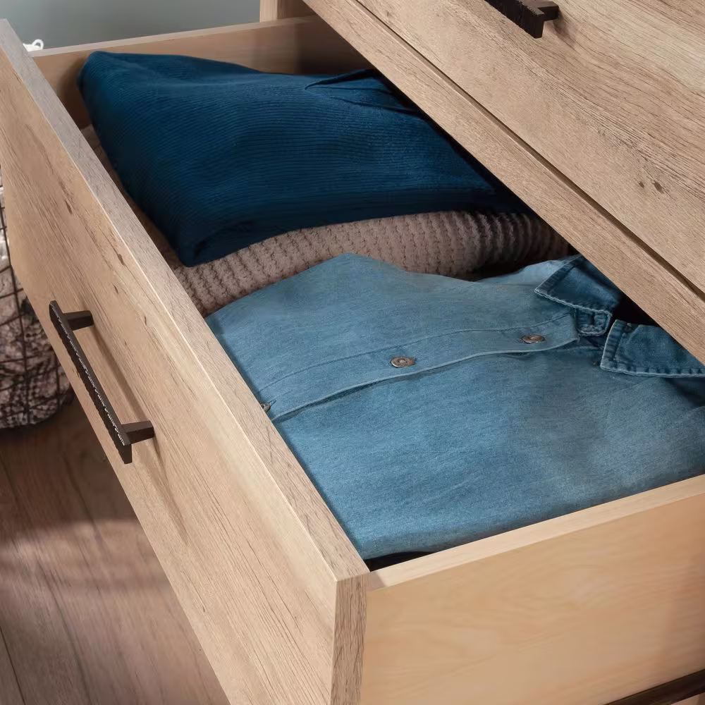 SAUDER Pacific View 6-Drawer Prime Oak Dresser 34.567 in. x 55.827 in. x 17.48 in.