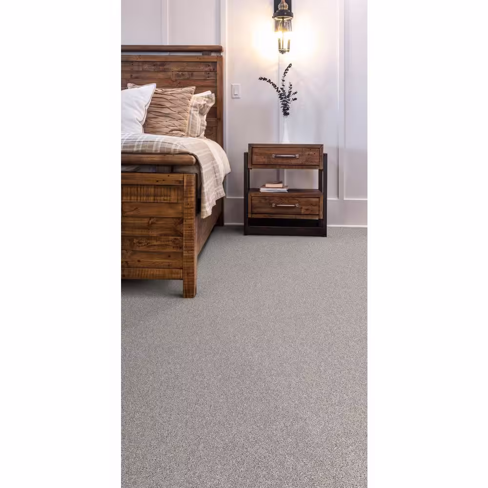 Home Decorators Collection River Rocks III - Brushed Nickel - Gray 65.6 oz. SD Polyester Texture Installed Carpet