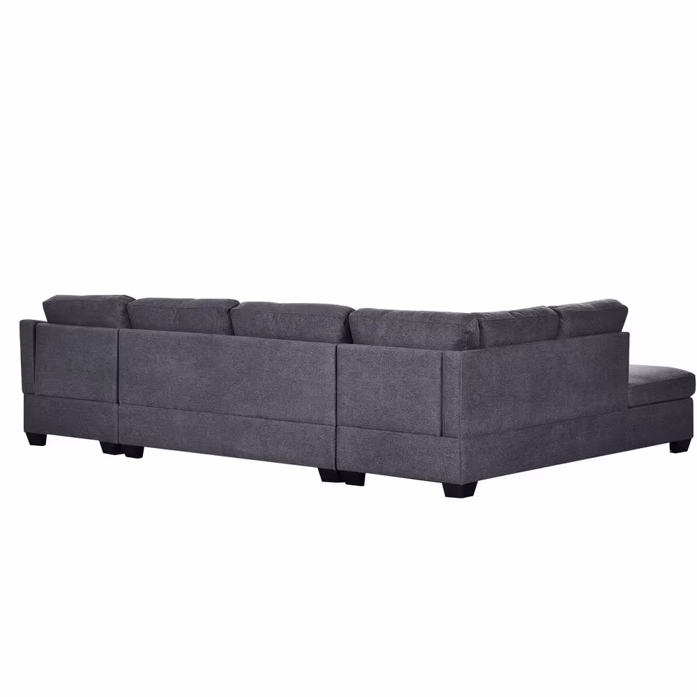 Harper & Bright Designs 116.9 in. W Flared Arm Polyester Modern Large U Shaped Sectional Sofa in Gray