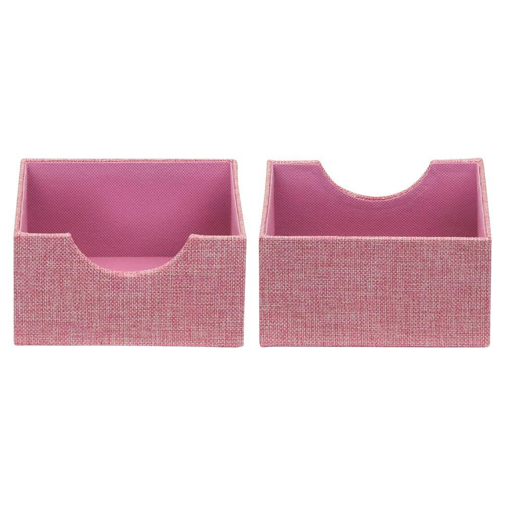 HOUSEHOLD ESSENTIALS Square Hard-Sided Trays, 2pc Set, Carnation Pink