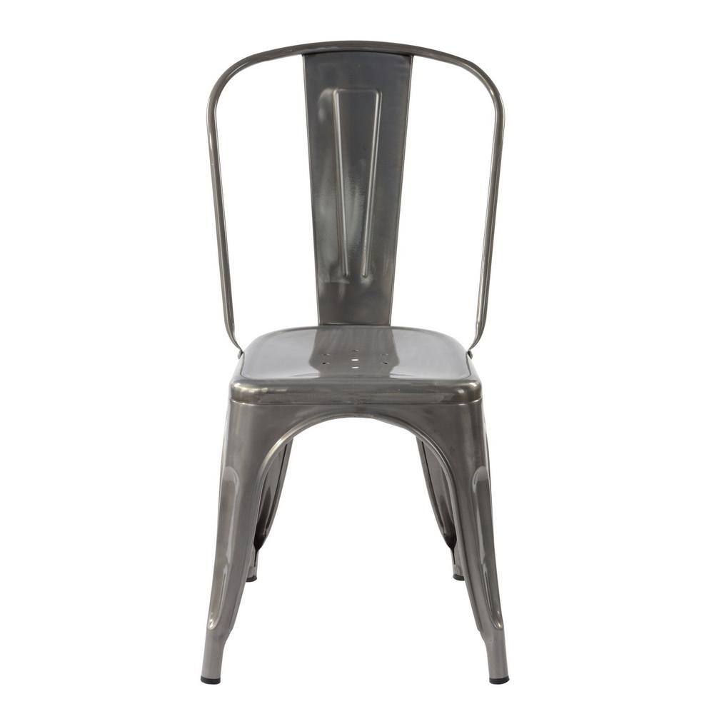 None Kricox Silver Metal Tolix Style Stackable Side Chairs (Set of 2)