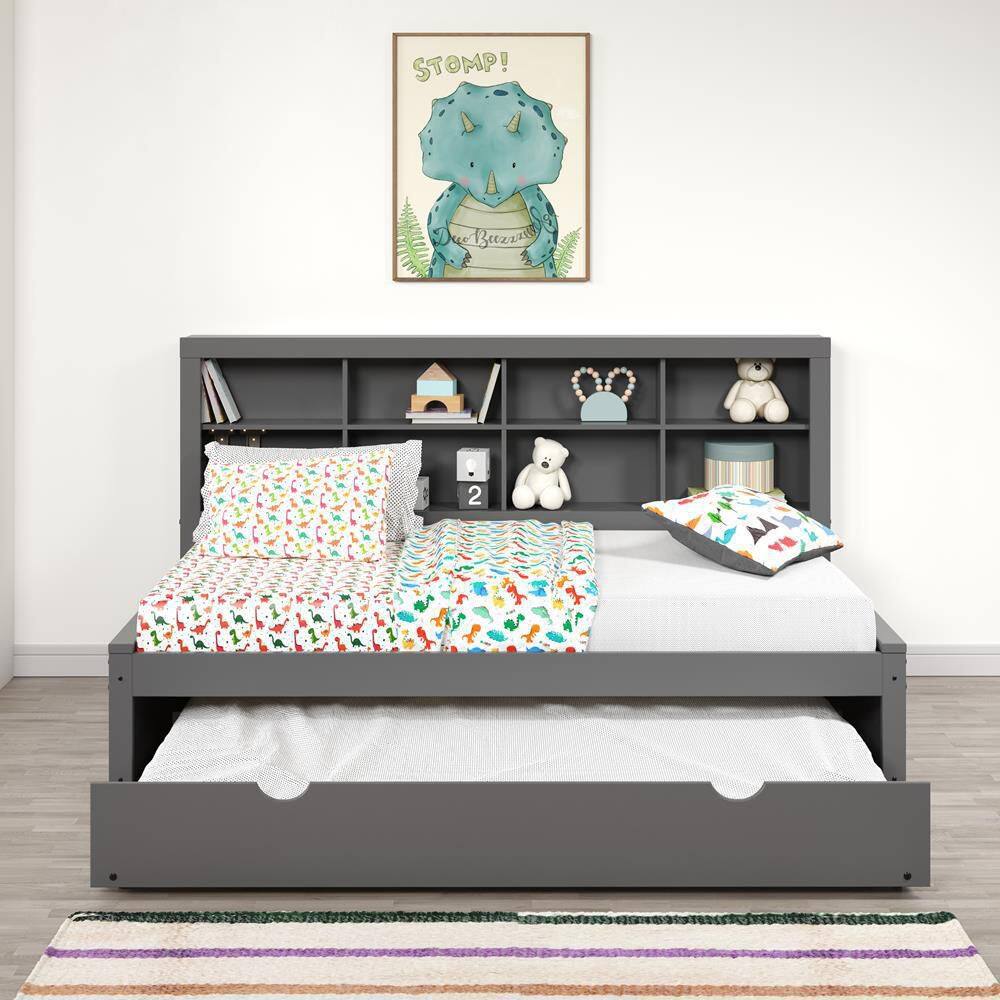 Donco Kids Grey Twin Daybed with Bookcase and Drawers