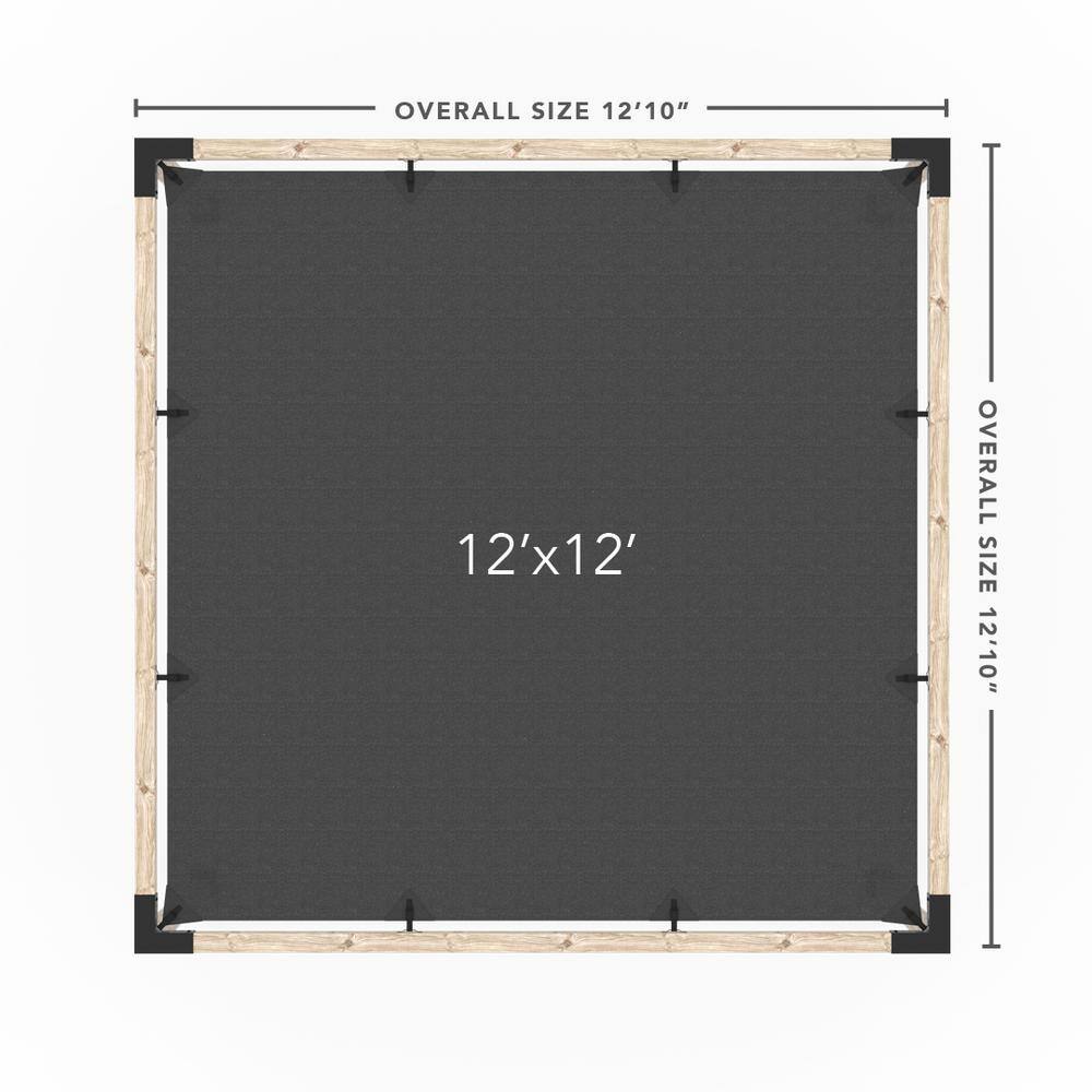 TOJA GRID 12 ft. L x 12 ft. W Pergola Kit with Crimson Shade Sail, 4x4 Wood