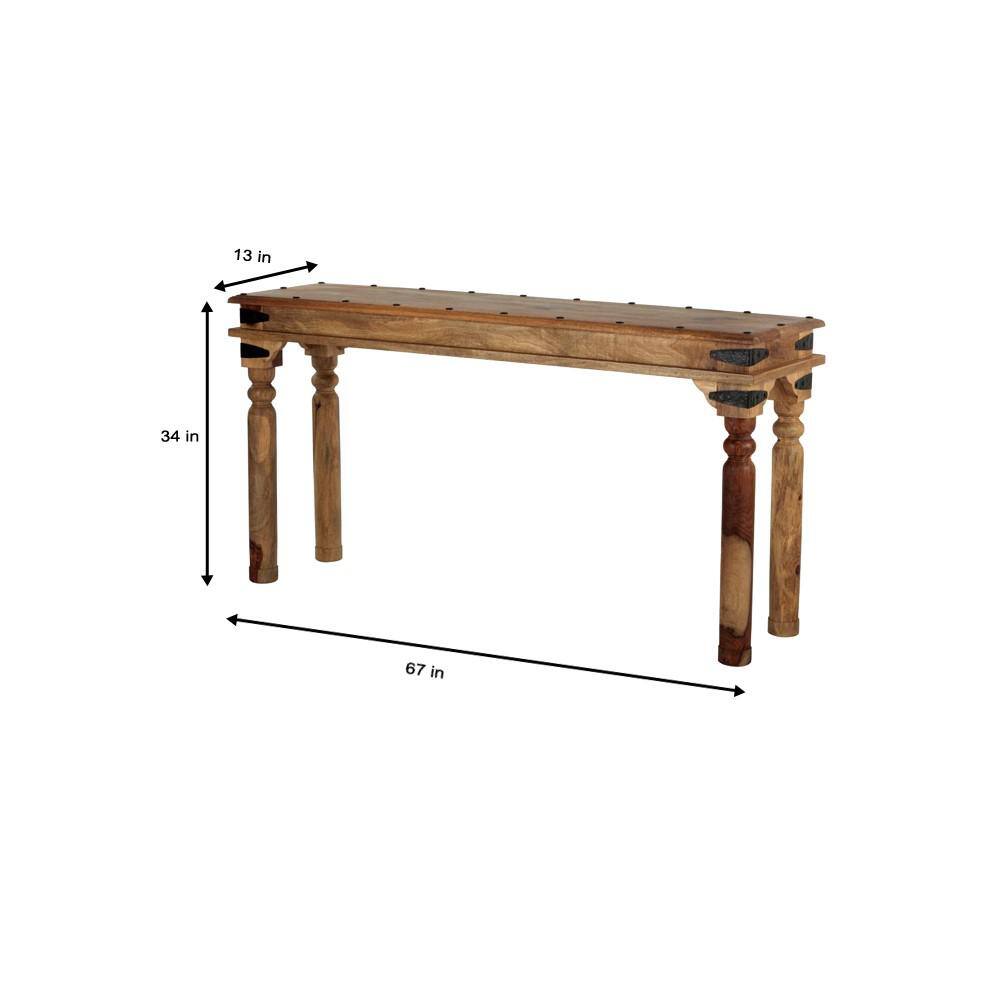 Home Decorators Collection Fields 67 in. Weathered Brown Standard Rectangle Wood Console Table