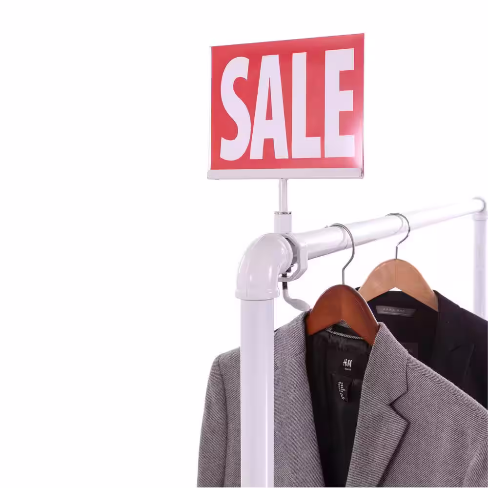 Econoco Pipeline 11 in. W x 7 in. H Gloss White Sign Holder with Stem Mount (24-Pack)