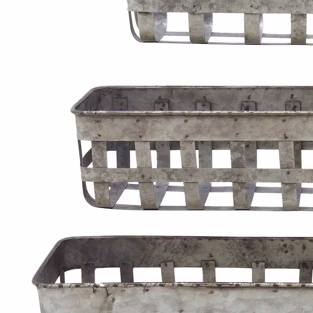 Storied Home 24-1/2 in., 20 in. and 16 in. L Iron Open Weave Baskets (Set of 3)