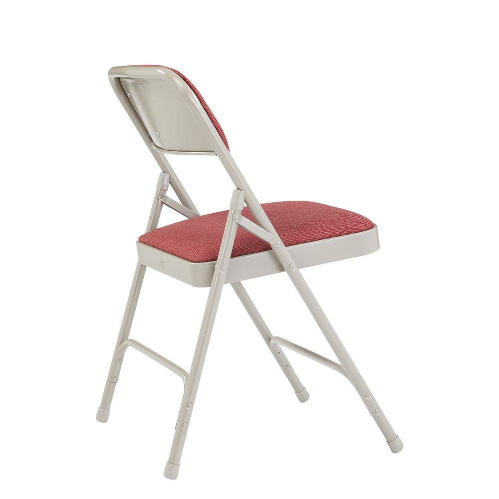 National Public Seating Burgundy Fabric Padded Seat Stackable Folding Chair (Set of 4)