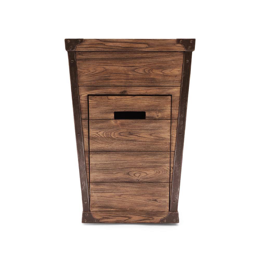 Noble House Calliope 19.5 in. x 29 in. Square Concrete Propane Fire Pit in Brown