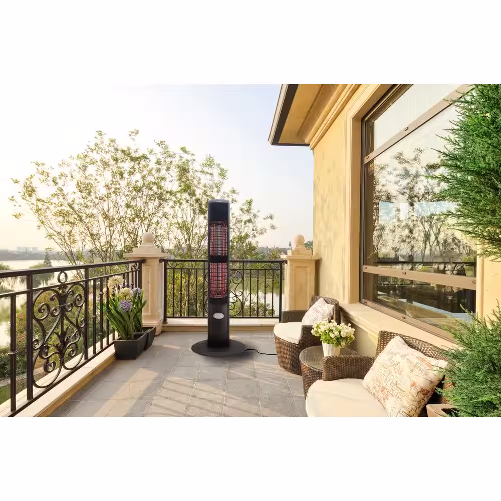 None 1500-Watt Infrared Freestanding with Remote Electric Outdoor Heater