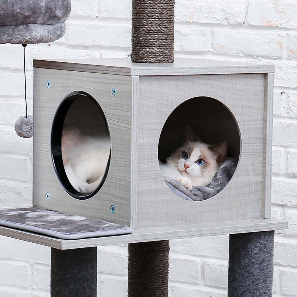 Foobrues 55.5 in. H Modern Cat Tower with 2 Super Large Condo, Sturdy Scratching Posts and Removable Soft Perches