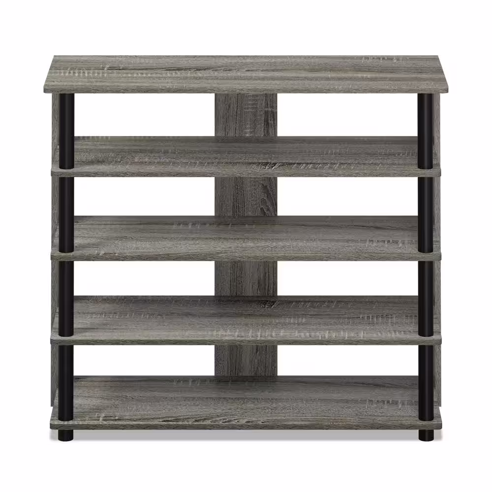 Furinno 29.5 H 12-Pair 4-Tier Gray Wood Shoe Rack