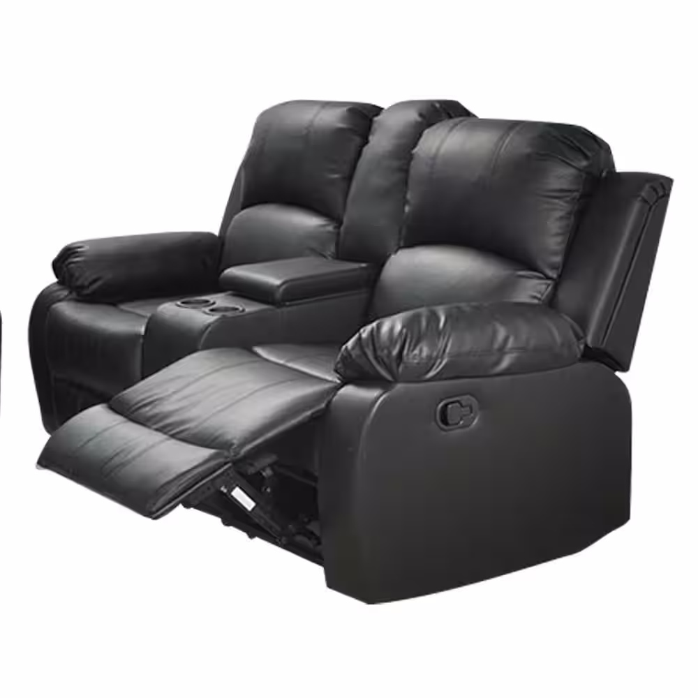 Star Home Living Belle 2-Piece Black Leather Living Room Set