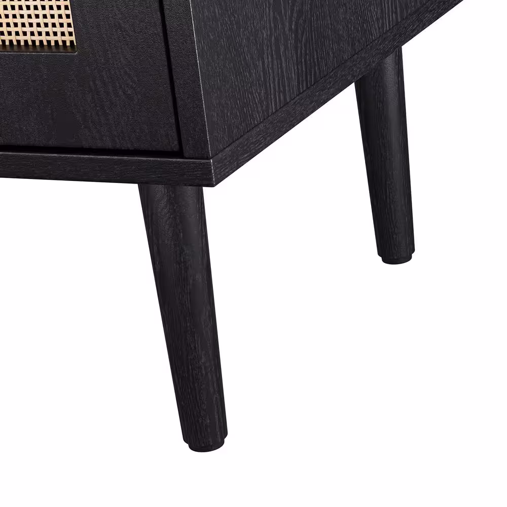 JAYDEN CREATION Roderick Black 63 in. Wide Sideboard with Wood Legs
