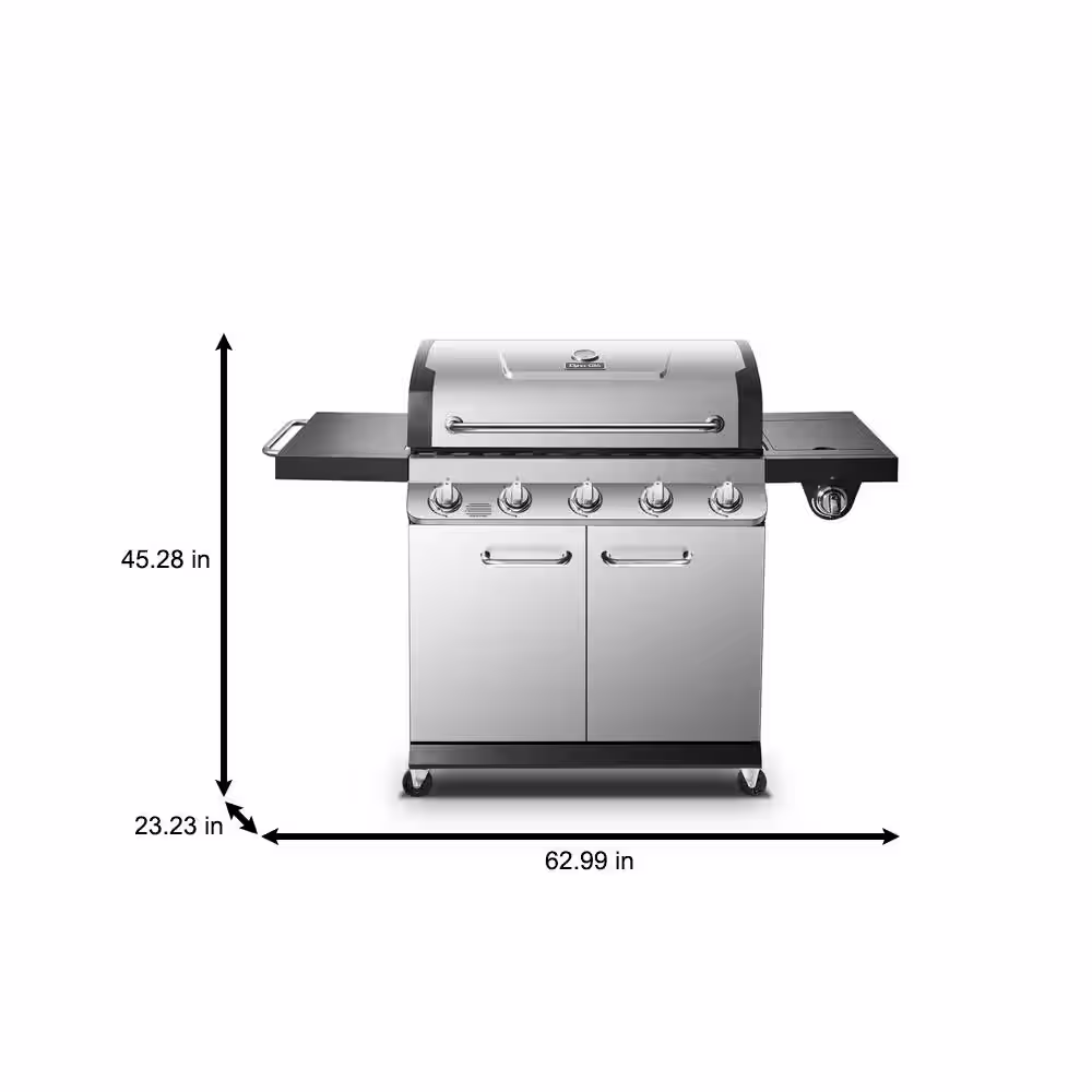 Dyna-Glo Premier 5-Burner Propane Gas Grill in Stainless Steel with Side Burner