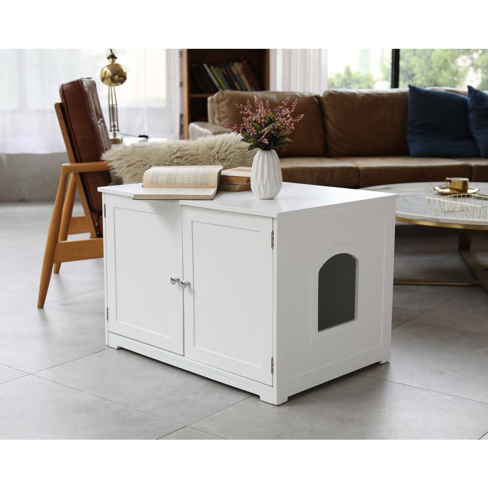 zoovilla White Kitty Loo Litter Bench Box Cover