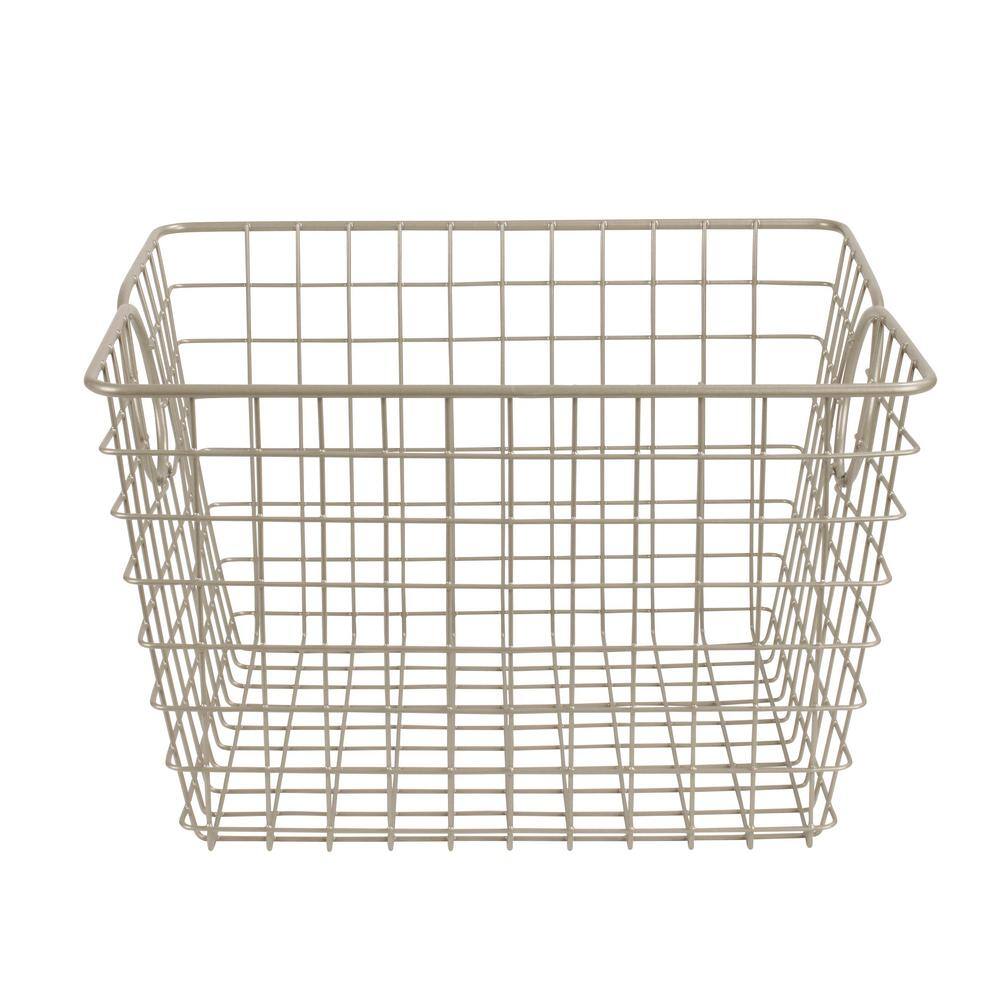 Spectrum 8 in. H x 12 in. W Nickel Steel 1-Drawer Wide Mesh Wire Basket