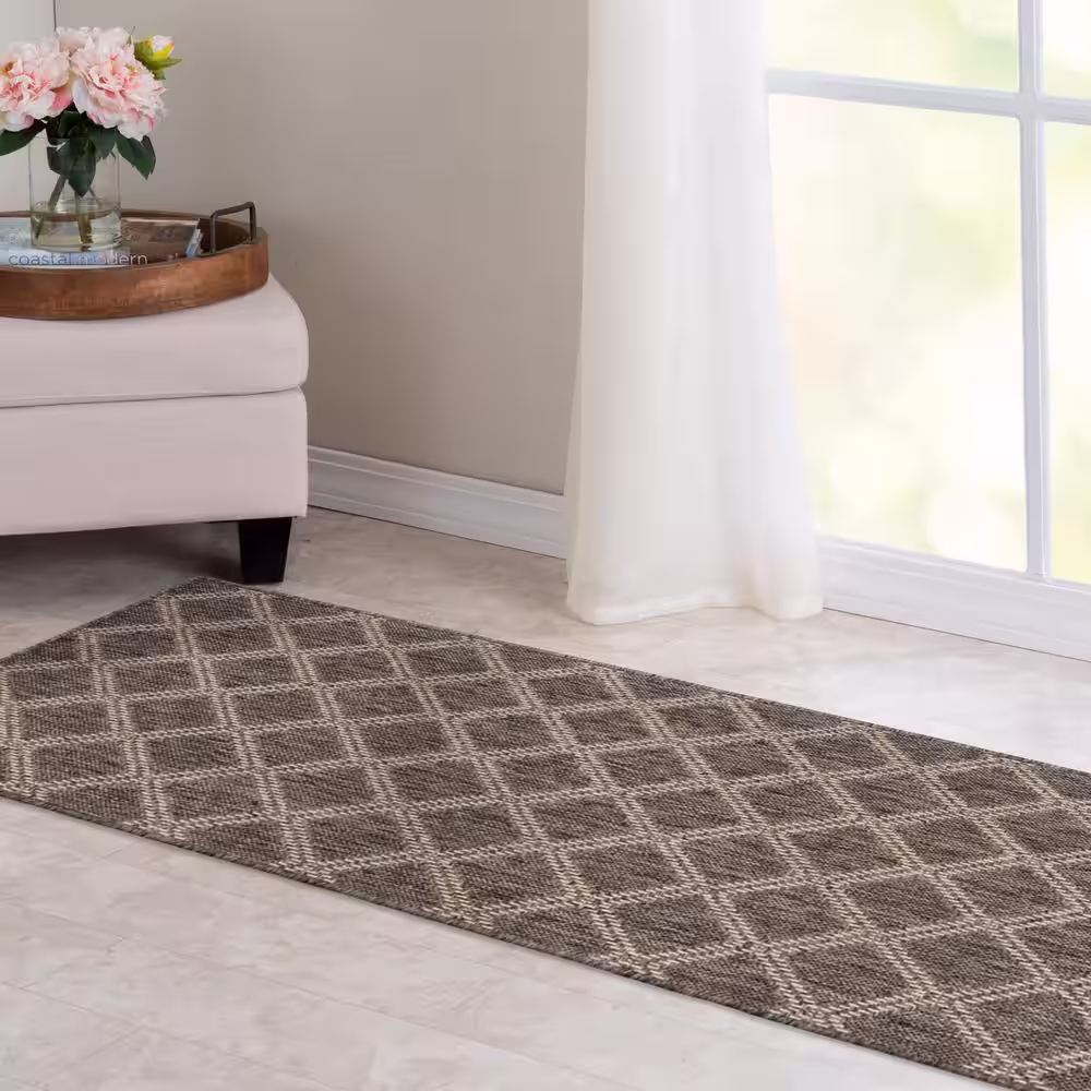 None Stratford Santorini Diamond Pebble/Natural 33 in. x Your Choice Length Stair Runner Rug