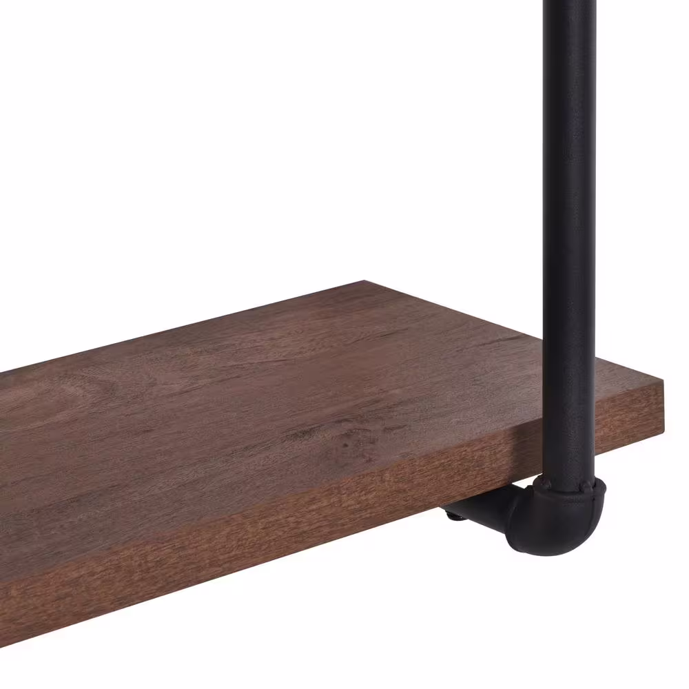 HOMCOM Modern 1.25 in. Rustic Brown 4-Tier Industrial Pipe Shelves Floating Wall Mounted Bookshelf Metal Frame Display Rack