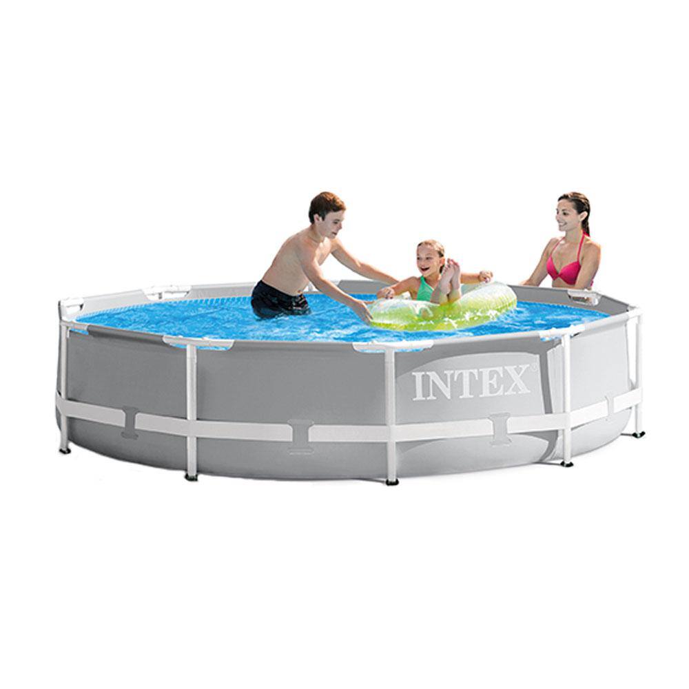 Intex 10 ft. Round 30 in. D Soft-Sided Metal Frame Pool with 10 ft. Above Ground Pool Cover