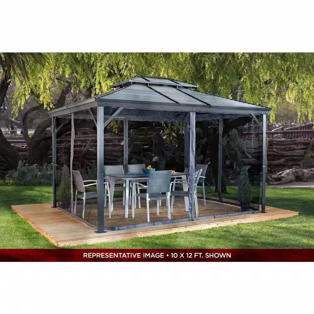 Sojag Ventura 10 ft. x 14 ft. Dark Grey Double Roof Rustproof Aluminum Framed Gazebo