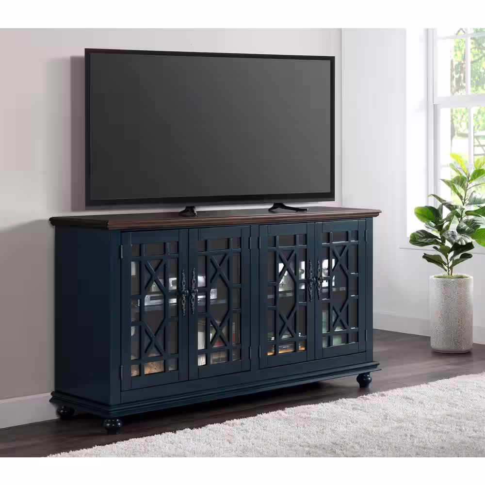 Martin Svensson Home Palisades TV Stand, Catalina Blue with Coffee Top