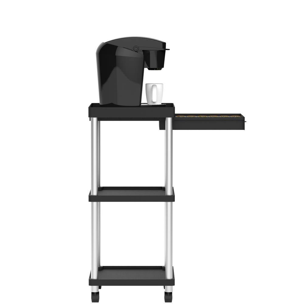Mind Reader Anchor Collection Printer Cart with 3 Shelves and a Storage Drawer, Kitchen Cart, Utility Cart, Microwave Cart, Black