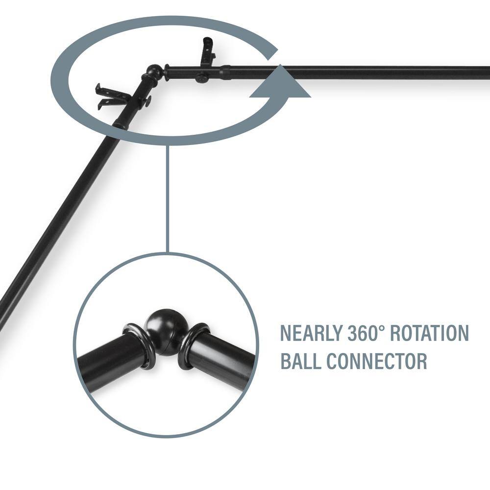 Rod Desyne Arman 6-Sided 13/16 in. Dia Bay Window Single Curtain Rod in Black