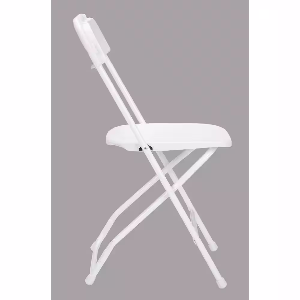 Cosco White Plastic Seat Metal Frame Outdoor Safe Folding Chair (Set of 8)