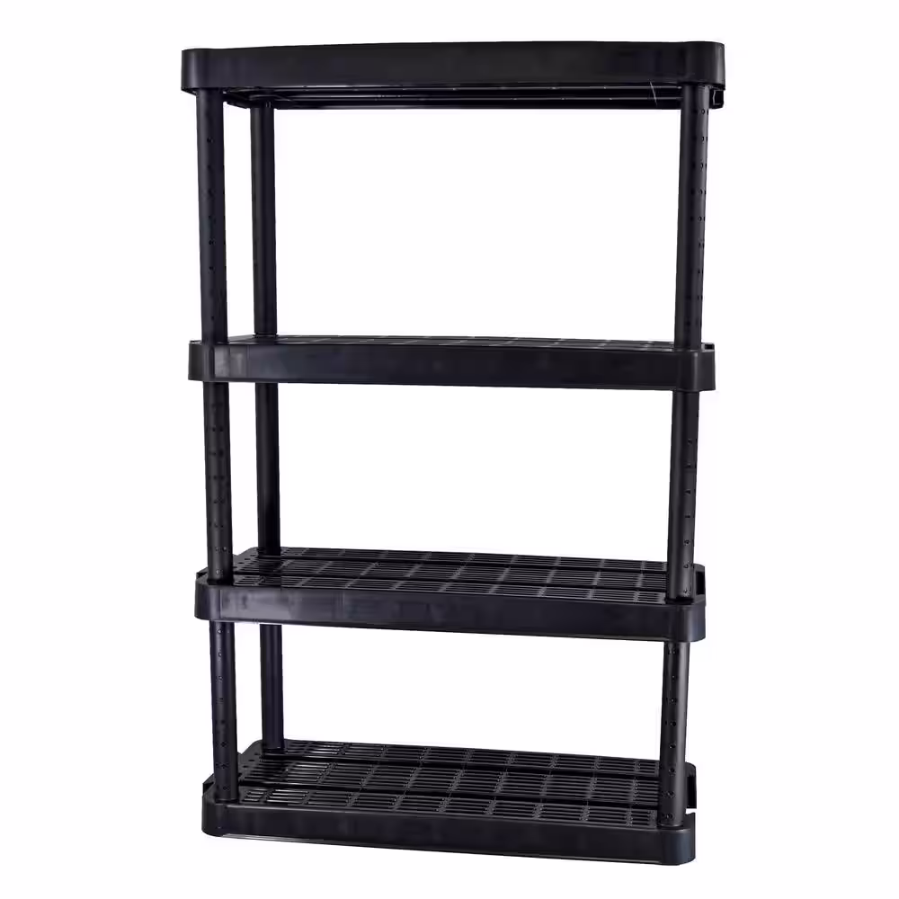GRACIOUS LIVING Extra Wide Light Duty Garage Storage Shelves, Black (3-Pack)