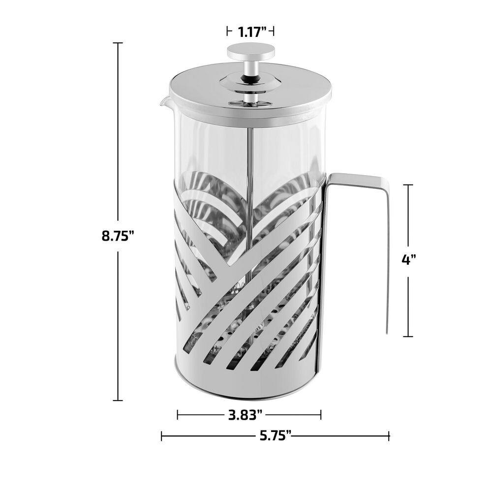 OVENTE 8 Cup Stainless Steel French Press Coffee Maker
