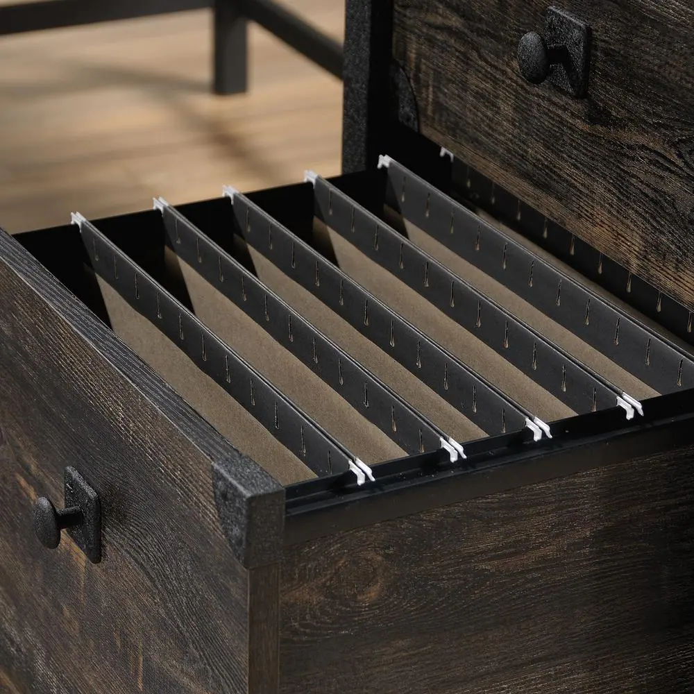 SAUDER Steel River Carbon Oak L-Shaped Desk