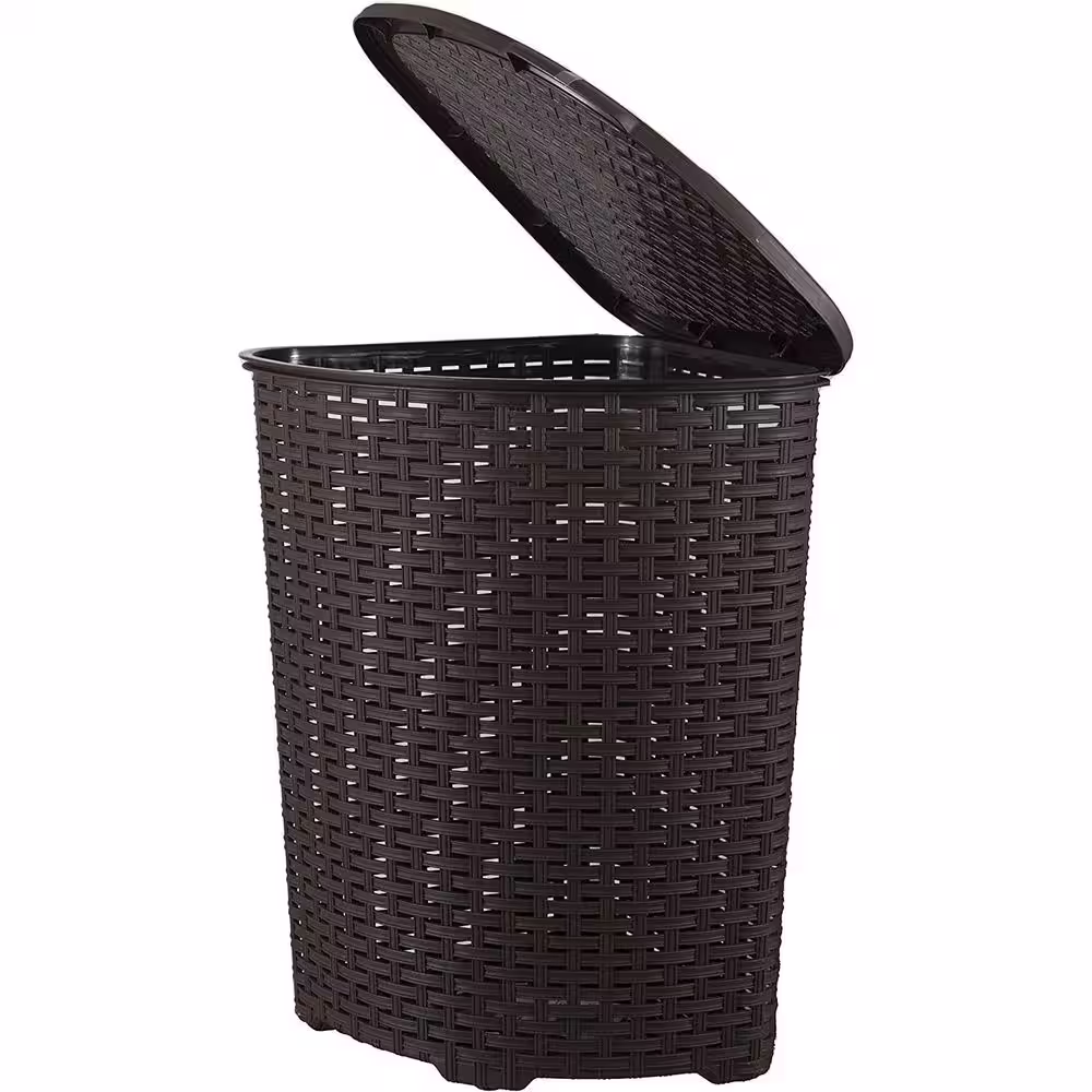 None 50 l Wicker Corner Hamper, Dark Brown