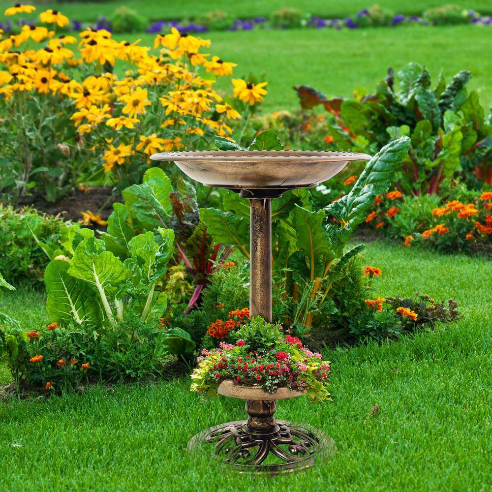 Patio Premier Brushed Bronze Birdbath with Planter