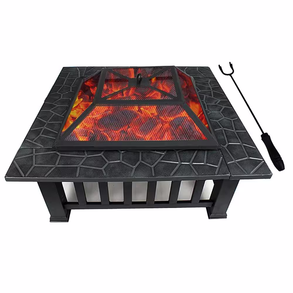 moda furnishings Liliy Upland 34 in. x 21.6 in. Steel Fueled by Charcoal or Wood Fire Pit