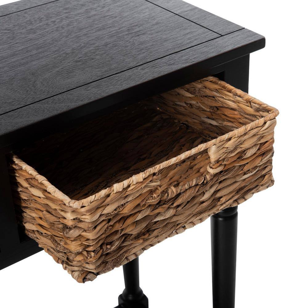 SAFAVIEH Christa 45 in. 3-Drawer Rustic Black Wood Console Table