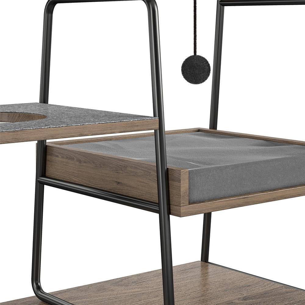 None O'Malley Accent Table with Medium Cat Bed, Rustic Oak