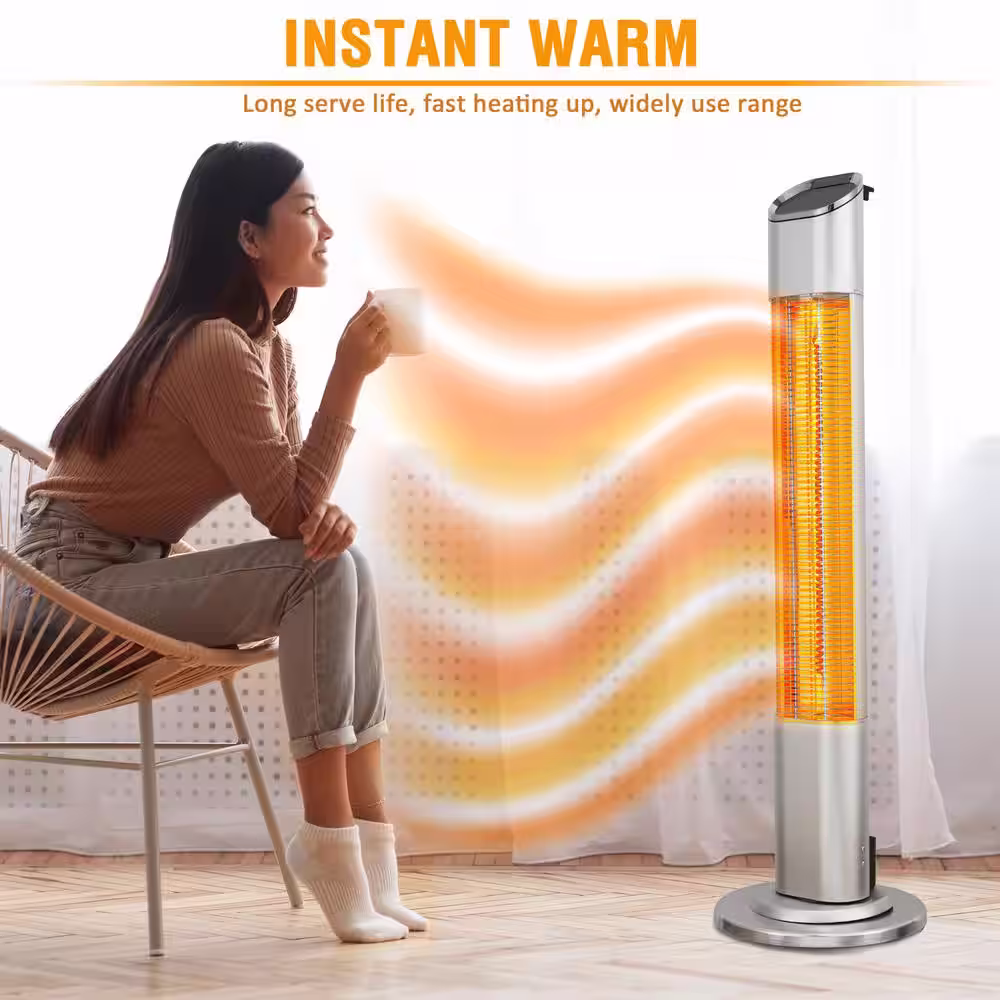 EdenBranch 1500-Watt Deluxe Freestanding Carbon Fiber Patio Heater with Remote