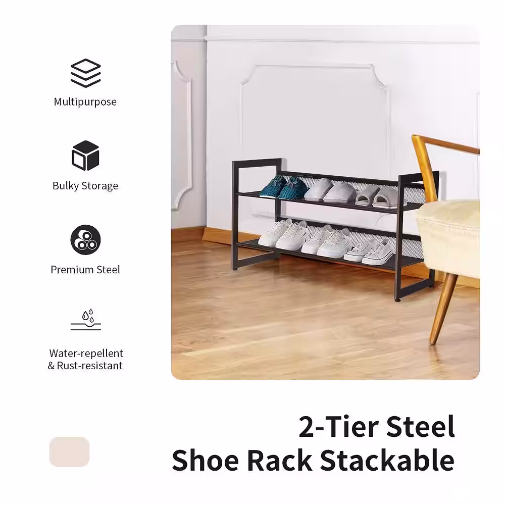 Costway 17 in. H 8-Pair Shoe Rack Adjustable to Flat Slant Shoe Organizer Holder Stand