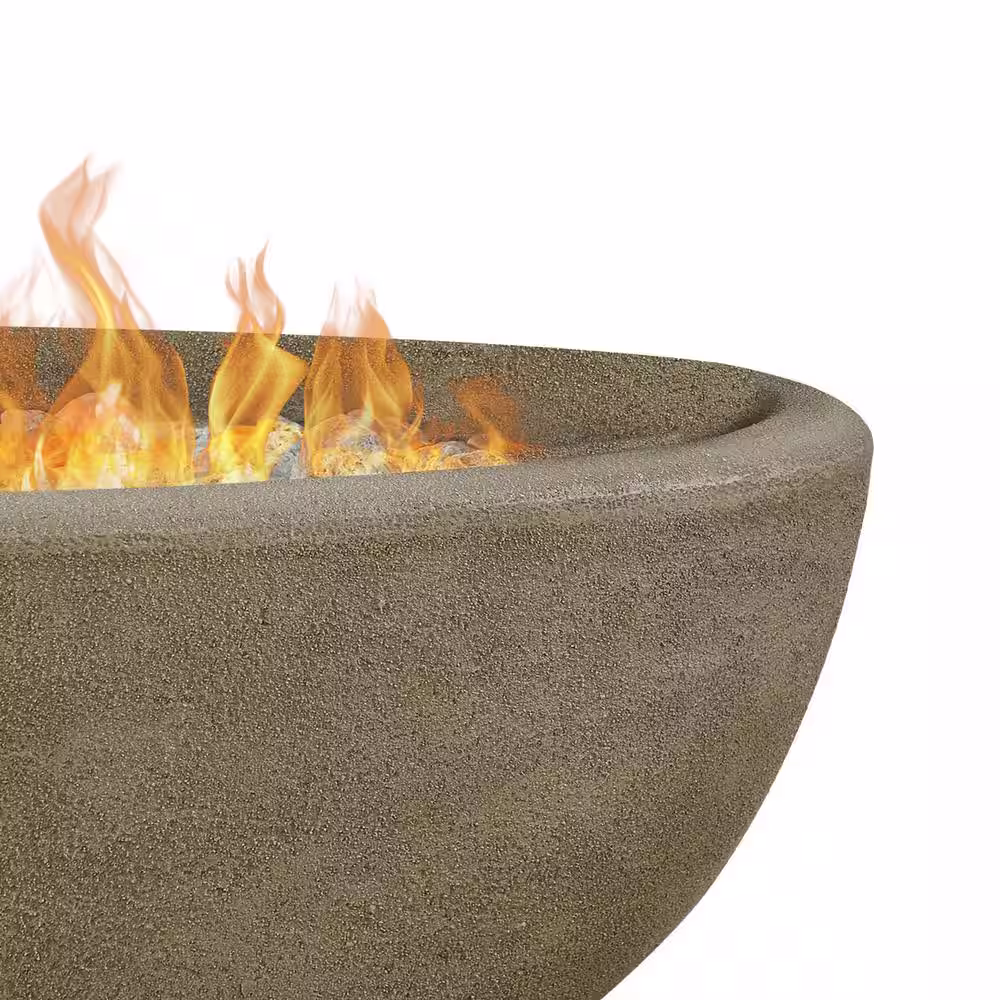 Real Flame Riverside 48 in. x 15 in. Oval MGO Propane Fire Pit in Glacier Gray