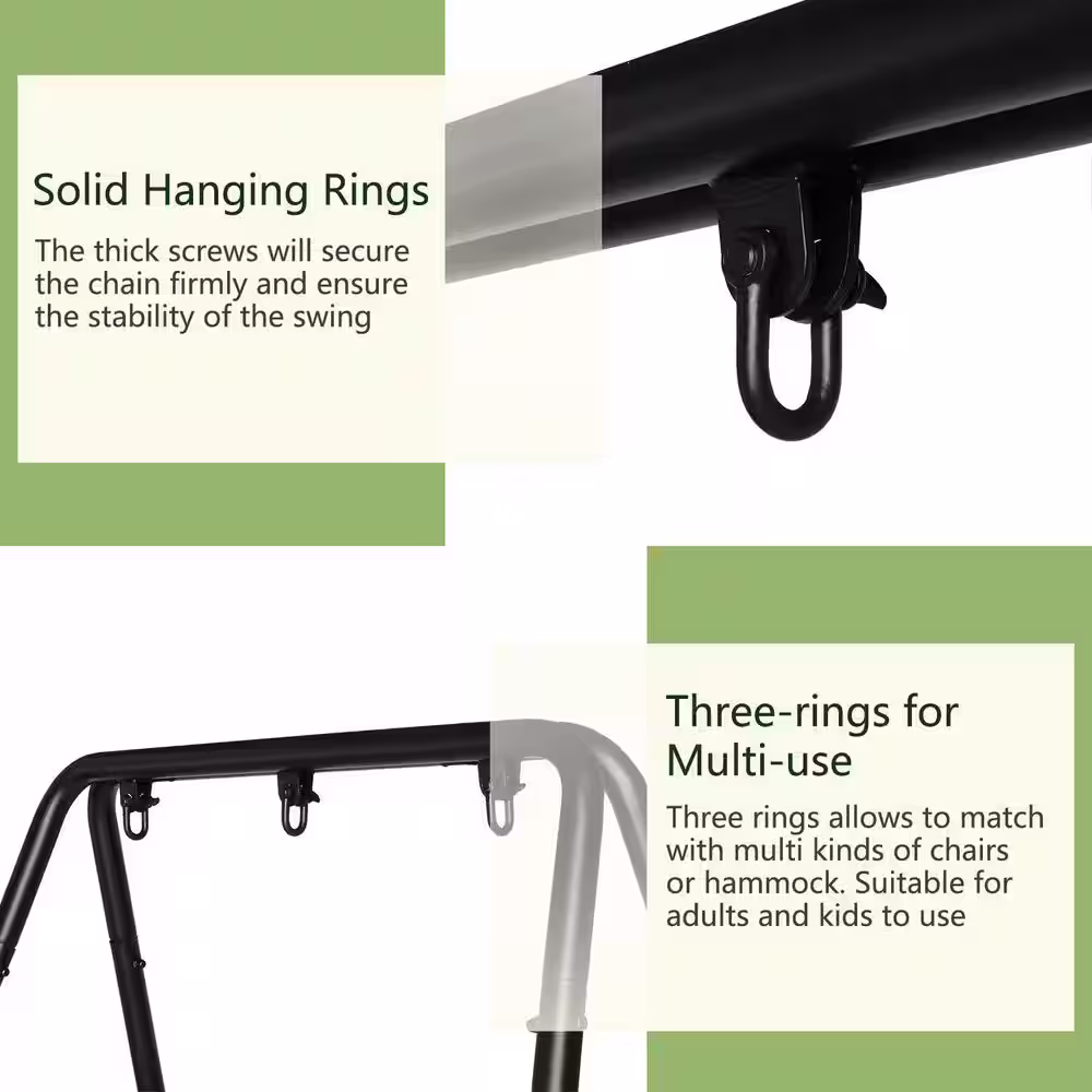 Winado 5.9 ft. Metal Hammock Stand in Black for Hanging Chair