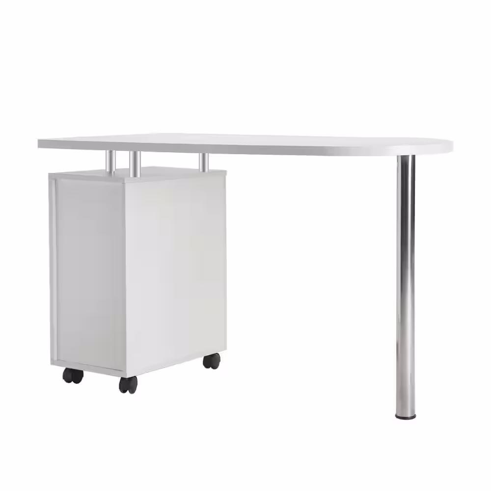 None 47 in. Manicure Nail Table Computer Desk with Drawer White