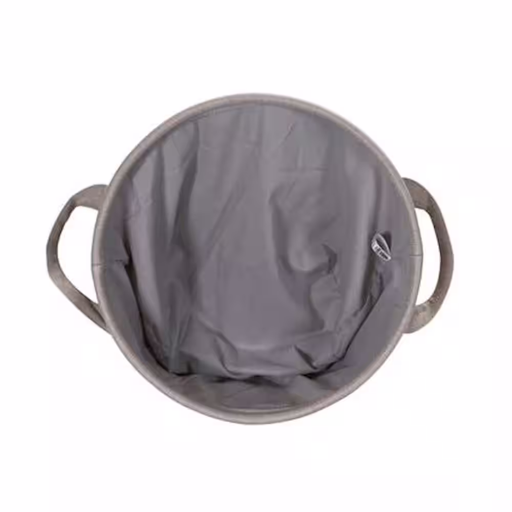 HOUSEHOLD ESSENTIALS Gray Collapsible Fabric Laundry Basket with Linen Lining and Handles
