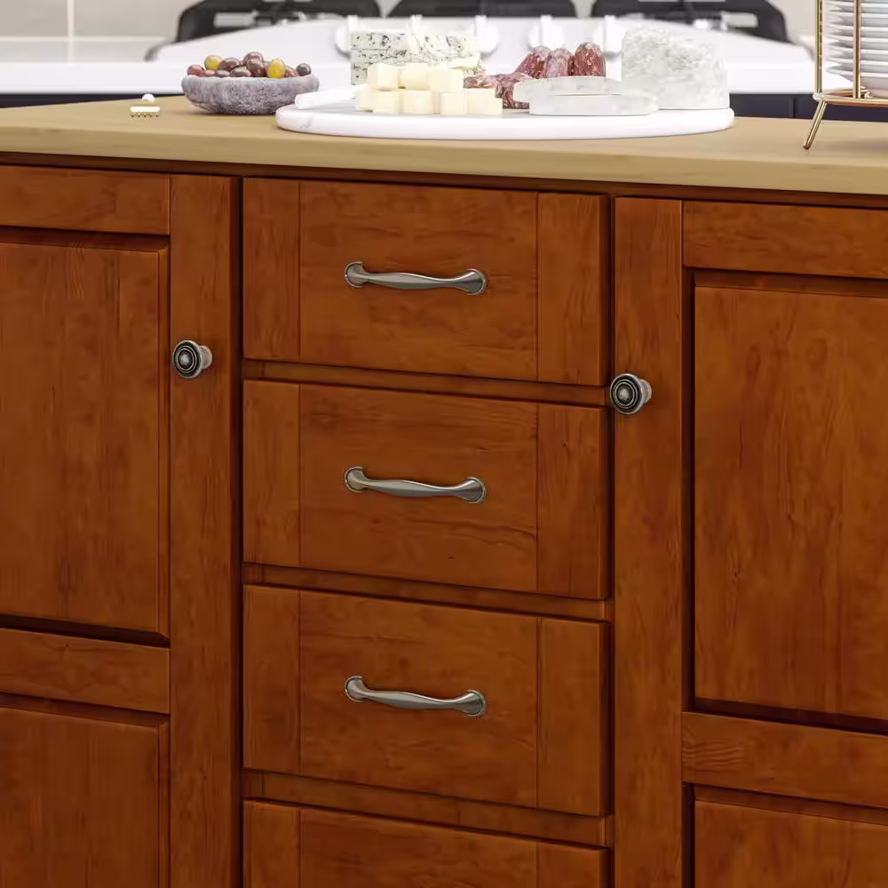 HOMESTYLES Create-a-Cart Cherry Kitchen Cart With Natural Wood Top